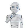 Cute robot with cartoon character think Royalty Free Stock Photo
